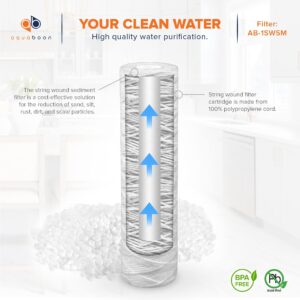 Aquaboon 5 Micron 10" x 2.5" String Wound Sediment Water Filter Cartridge | Universal Replacement for Any 10 inch RO Unit | Compatible with WP-5, AP110, CFS110, P5, WFPFC4002, WP-5, CW-MF, 25-Pack