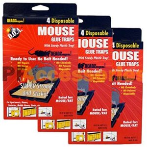 pack of 12 d.o.a. disposable glue traps for mice rats mouse super stick tray lot each trap size 4.5"x3.5" inch