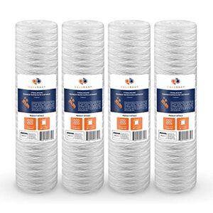 aquaboon 5 micron 20x4.5" string wound sediment water filter cartridge | whole house sediment filtration | compatible with pc40-20, wp1bb20p, 355222-45, wpp-45200-01, wpp-45200-01, 84650, 4-pack