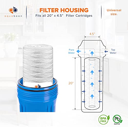 Aquaboon 5 Micron 20x4.5" String Wound Sediment Water Filter Cartridge | Whole House Sediment Filtration | Compatible with PC40-20, WP1BB20P, 355222-45, WPP-45200-01, WPP-45200-01, 84650, 4-Pack