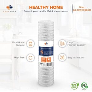 Aquaboon 5 Micron 20x4.5" String Wound Sediment Water Filter Cartridge | Whole House Sediment Filtration | Compatible with PC40-20, WP1BB20P, 355222-45, WPP-45200-01, WPP-45200-01, 84650, 4-Pack