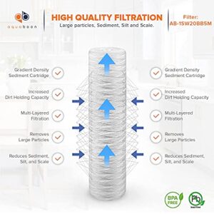 Aquaboon 5 Micron 20x4.5" String Wound Sediment Water Filter Cartridge | Whole House Sediment Filtration | Compatible with PC40-20, WP1BB20P, 355222-45, WPP-45200-01, WPP-45200-01, 84650, 4-Pack