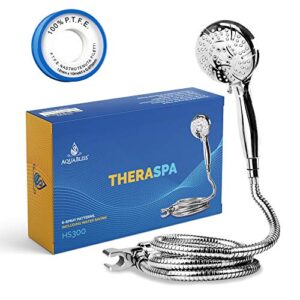 aquabliss theraspa hand shower – 6 mode massage shower head with hose high pressure to gentle water saving mode - 6.5 ft no-tangle handheld shower head with extra long hose & adj. mount | chrome