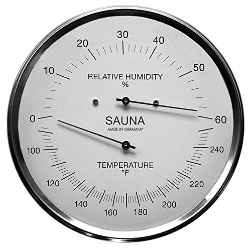 Fischer Sauna Thermometer (°Fahrenheit) & Hygrometer 6.3 Inches, 195-01F - Made in Germany