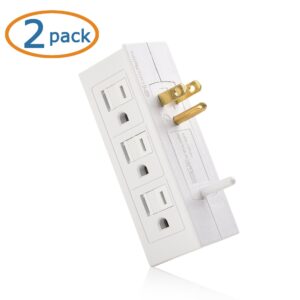 Cable Matters 2-Pack 6 Outlet Splitter Grounded Side Access Outlet Extender Wall Tap