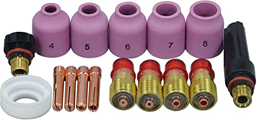 RIVERWELD TIG stubby Gas Lens 17GL332 10N24S 53N61S Kit Fit DB SR WP 17 18 26 TIG Welding Torch 16pcs