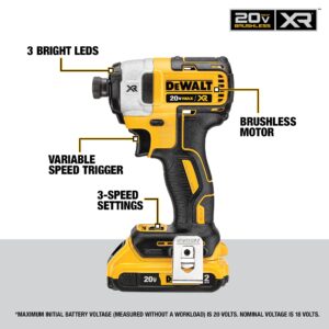 DEWALT 20V MAX* XR Drywall Screw Gun & Impact Driver Kit, 2.0-Amp Hour (DCK267D2)