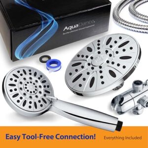 AquaDance 7" Premium High Pressure 3-Way Rainfall Combo Combines The Best of Both Worlds-Enjoy Luxurious Rain Showerhead and 6-Setting Hand Held Shower Separately or Together, Chrome