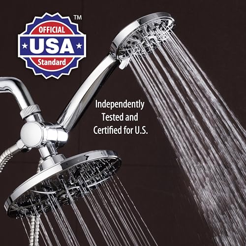 AquaDance 7" Premium High Pressure 3-Way Rainfall Combo Combines The Best of Both Worlds-Enjoy Luxurious Rain Showerhead and 6-Setting Hand Held Shower Separately or Together, Chrome