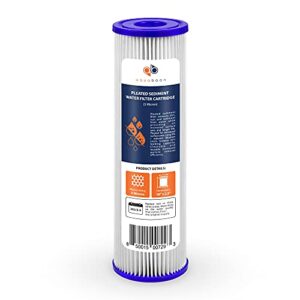 Aquaboon 5 Micron 10" x 2.5" Pleated Sediment Water Filter Cartridge, Universal Replacement for Any 10 inch RO Unit, Compatible with R50, 801-50, WFPFC3002, WB-50W, SPC-25-1050, WHKF-WHPL, 6-Pack