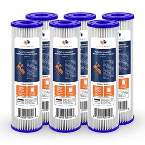 aquaboon 5 micron 10" x 2.5" pleated sediment water filter cartridge, universal replacement for any 10 inch ro unit, compatible with r50, 801-50, wfpfc3002, wb-50w, spc-25-1050, whkf-whpl, 6-pack