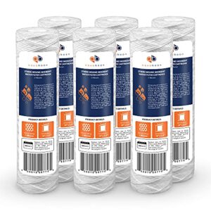 aquaboon 1 micron 10" x 2.5" string wound sediment water filter cartridge | universal replacement for any 10 inch ro unit | compatible with wfpfc4002, cw-f, pfc4002, swc-25-1001, swf-25-1001, 6-pack