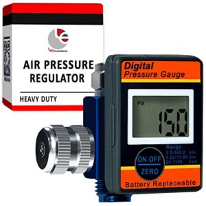 le lematec air compressor regulator valve with digital pressure gauge, for precise control in air/pneumatic tool, spray painting, tire inflation & more, ¼ npt, up to 160 psi, led display (dar01b)