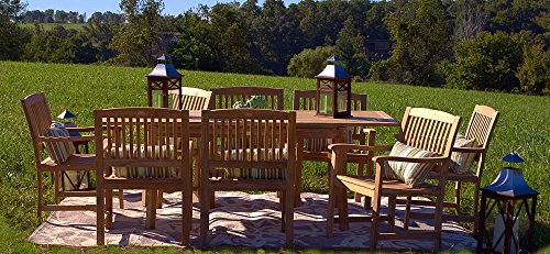 Pebble Lane Living 9 Piece Teak Patio Dining Set, 8 Grade A Teak Dining Chairs & 1 Extendable Dining Table