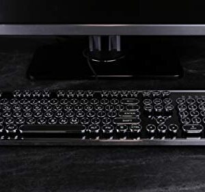 Azio Retro - Wired USB Mechanical Keyboard in Black and Chrome for PC (Blue Switch) (MK-RETRO-01)