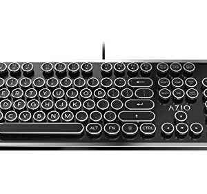 Azio Retro - Wired USB Mechanical Keyboard in Black and Chrome for PC (Blue Switch) (MK-RETRO-01)