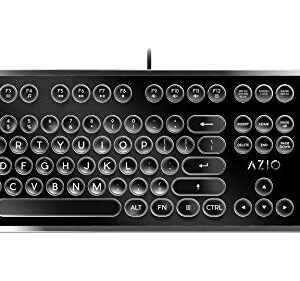 Azio Retro - Wired USB Mechanical Keyboard in Black and Chrome for PC (Blue Switch) (MK-RETRO-01)