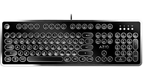 Azio Retro - Wired USB Mechanical Keyboard in Black and Chrome for PC (Blue Switch) (MK-RETRO-01)