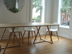 geometric dining table - solid white oak on sale