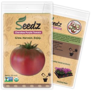 Organic Tomato Seeds, APPR. 100, Cherokee Purple Beefsteak Tomato, Heirloom Vegetable Seeds, Certified Organic, Non GMO, Non Hybrid, USA