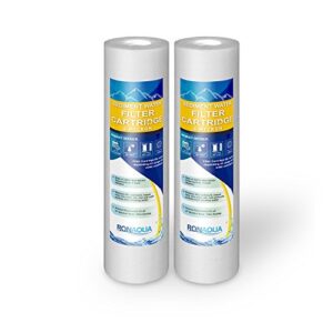 sediment water filter cartridge by ronaqua 10"x 2.5", four layers of filtration, removes sand, dirt, silt, rust, made from polypropylene (2 pack, 5 microns)
