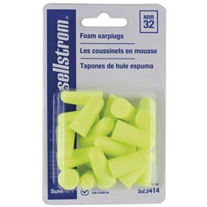 Sellstrom Disposable Uncorded Foam Ear Plugs, 32dB NRR, Hi-Viz Green (Pack of 10), S23414