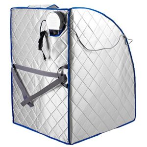 Durasage Infrared IR Far Portable Indoor Personal Spa Sauna with Heating Foot Pad and Chair, X-Large, Silver