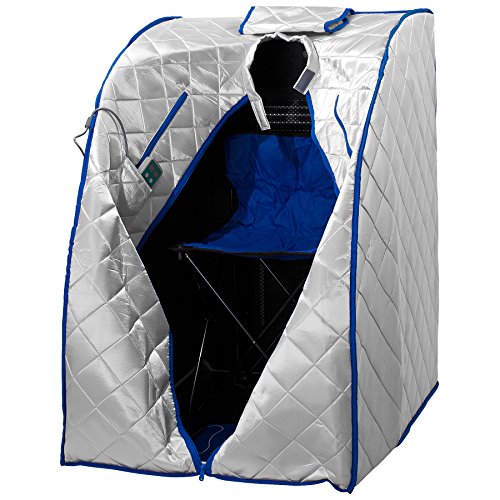 Durasage Infrared IR Far Portable Indoor Personal Spa Sauna with Heating Foot Pad and Chair, X-Large, Silver