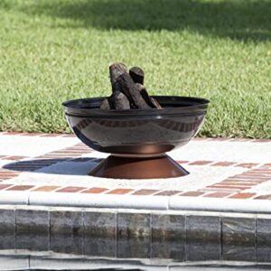 Fire Sense 62242 Fire Pit Degano Round Wood Burning Lightweight Portable Outdoor Firepit Backyard Fireplace Also Included Wood & Cooking Grate - Black Copper - 26"