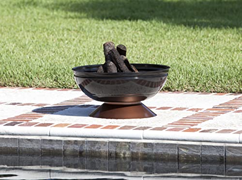 Fire Sense 62242 Fire Pit Degano Round Wood Burning Lightweight Portable Outdoor Firepit Backyard Fireplace Also Included Wood & Cooking Grate - Black Copper - 26"