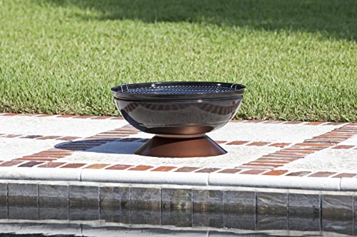 Fire Sense 62242 Fire Pit Degano Round Wood Burning Lightweight Portable Outdoor Firepit Backyard Fireplace Also Included Wood & Cooking Grate - Black Copper - 26"