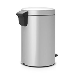 Brabantia New Icon Step Trash Can (3.2 Gal/Metallic Gray) Soft Closing Kitchen Garbage/Recycling Can with Removable Bucket