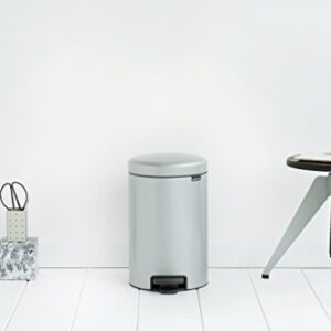 Brabantia New Icon Step Trash Can (3.2 Gal/Metallic Gray) Soft Closing Kitchen Garbage/Recycling Can with Removable Bucket