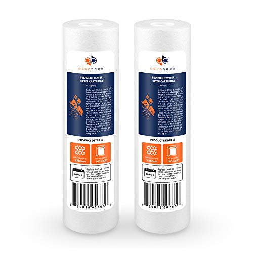 Aquaboon 2-Pack of 1 Micron 10"x2.5" Sediment Water Filter Replacement Cartridge for Any Standard RO Unit | Whole House Sediment Filtration | Compatible with DuPont WFPFC5002, Pentek DGD series, RFC