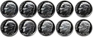 1970 s - 1979 s roosevelt dimes gem proof run 10 coins us mint decade lot complete 1970's set uncirculated