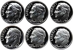 1970 S - 1979 S Roosevelt Dimes Gem Proof Run 10 Coins US Mint Decade Lot Complete 1970's Set Uncirculated