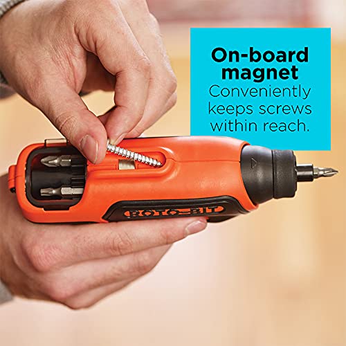 BLACK+DECKER 4V MAX Cordless Screwdriver with Bit Storage, 180 RPM, Battery Included (BDCS50C)