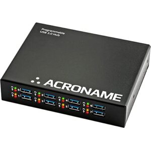 Acroname - Managed USB Switch/Hub 2 Computers - 9 Port, Fast Charge (4A), Industrial & Scientific Grade, Programmable Compatible with Mac/Windows/Linux for Keyboard Mouse External Hard Drive