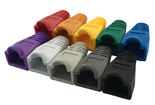 Accessbuy 100 Pack RJ45 CAT6 CAT6E CAT5 CAT5E Ethernet Network Cable Strain Relief Boots Cable Connector Plug Cover Mixed Color for Laptop