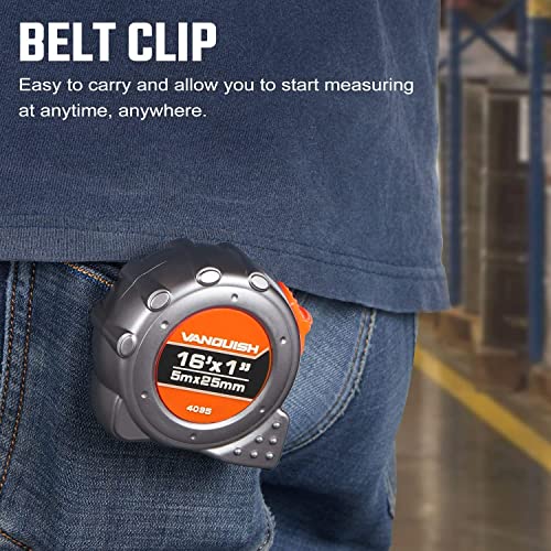 VANQUISH Heavy-Duty Tap Measure 25'/7.5m x 1"/25mm Easy Read Measuring Tape (4036)