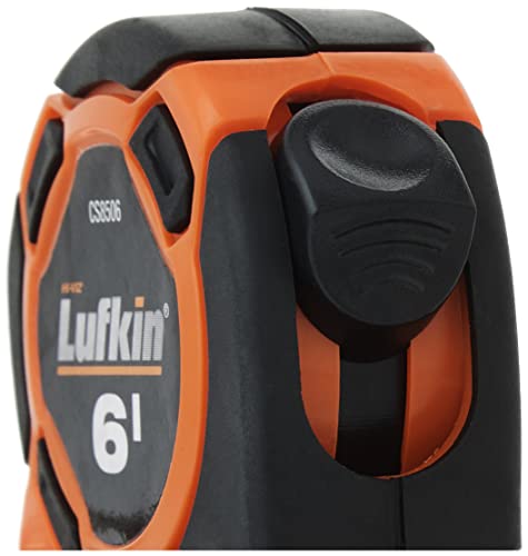 Crescent Lufkin 1/2" x 6' Mini Hi-Viz® Orange Yellow Clad Keychain Tape Measure - Counter Display - CS8506 , Black