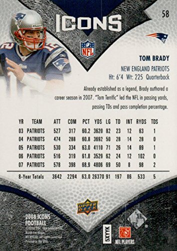 2008 Upper Deck Icons #58 Tom Brady New England Patriots NFL Football Card NM-MT