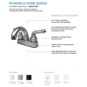 Builders Shoppe 2001BN RV Mobile Home Non-Metallic Centerset Lavatory Faucet, Brushed Nickel Finish