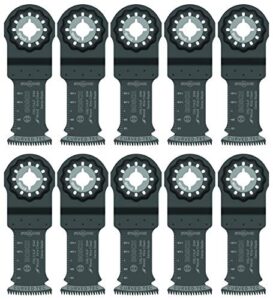 bosch osl114jf-10 10-pack 1-1/4 in. starlock oscillating multi tool wood curved-tec bi-metal xtra-clean plunge cut blades for applications in cutting wood, hardwood, laminate