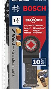 BOSCH OSL114JF-10 10-Pack 1-1/4 In. Starlock Oscillating Multi Tool Wood Curved-Tec Bi-Metal Xtra-clean Plunge Cut Blades for Applications in Cutting Wood, Hardwood, Laminate