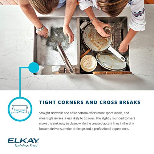 Elkay Crosstown ECTSRA33229TBG5 Equal Double Bowl Dual Mount Stainless Steel Kitchen Sink Kit with Aqua Divide