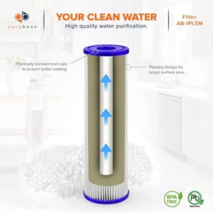 Aquaboon 5 Micron 10" x 2.5" Pleated Sediment Water Filter Cartridge | Universal Replacement for Any 10 inch RO Unit | Compatible with R50, 801-50, WFPFC3002, WB-50W, WHKF-WHPL, 50-Pack