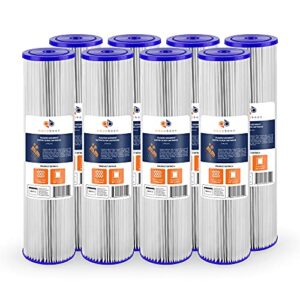 aquaboon 5 micron 20" x 4.5" pleated sediment water filter replacement cartridge | whole house sediment filtration | compatible with ecp5-bb, ap810-2, hdc3001, cp5-bb, ecp1-20bb, 8-pack