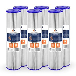 aquaboon 1 micron 20" x 4.5" pleated sediment water filter replacement cartridge | whole house sediment filtration | compatible with ecp5-bb, ap810-2, hdc3001, cp5-bb, ecp1-20bb, 6-pack