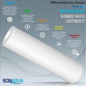 Sediment Water Filter Cartridge by Ronaqua 10"x 2.5", Four Layers of Filtration, Removes Sand, Dirt, Silt, Rust, made from Polypropylene (25 Pack, 1 Micron)